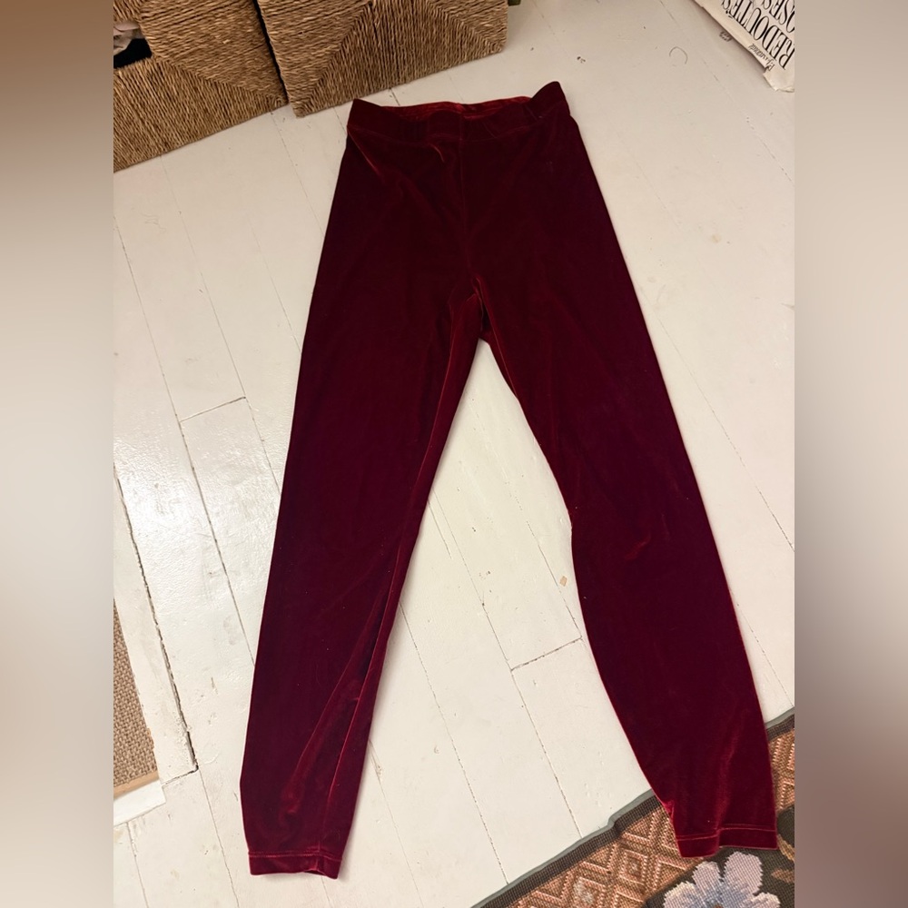 Women's Burgundy Velvet Leggings